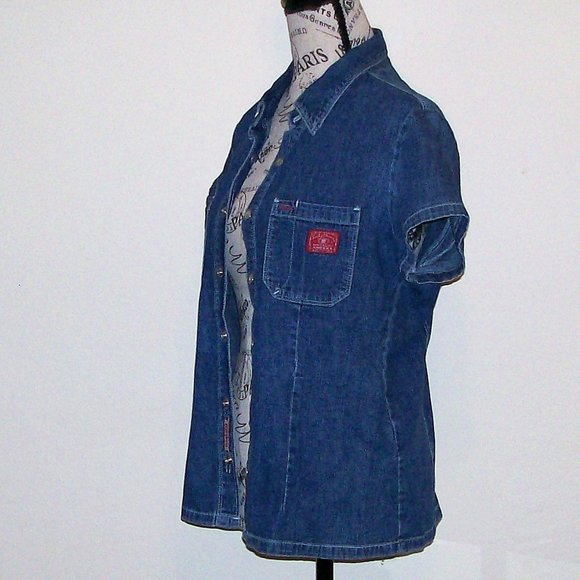 NWOT Short Sleeve Denim Shirt - Picture 2 of 6
